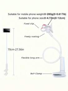 1 pezzo Supporto per telefono, supporto universale regolabile a 360° con collo di cigno, supporto per smartphone da 4-7 pollici, mantiene libera la porta di ricarica, adatto per vari ambienti come salotti, camere da letto, cucine, bagni, ed è anche un'ottima scelta come regalo.