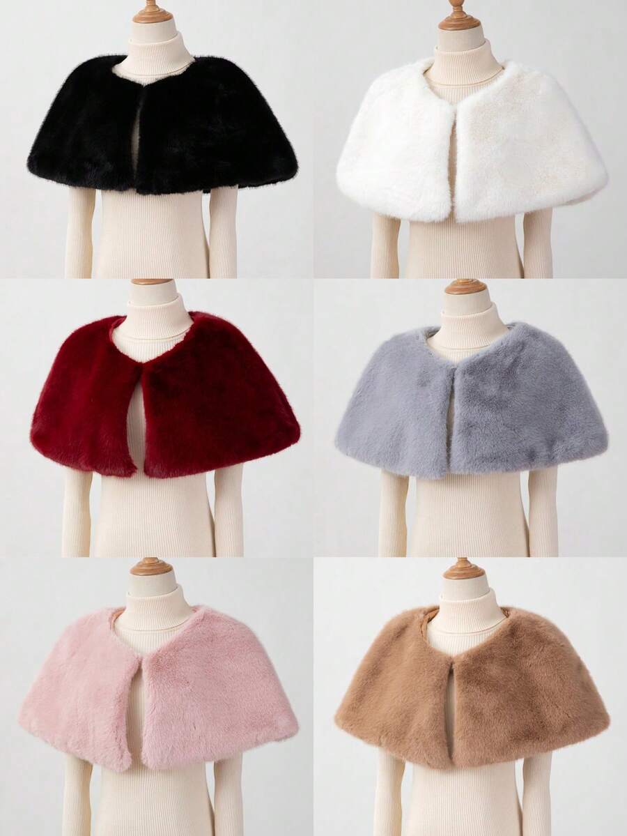1pc Women's Winter New Versatile Fox Fur Wedding Shawl, High-End Fur Cloak Formal Dress Outerwear Short Cloak With Hidden Buttons