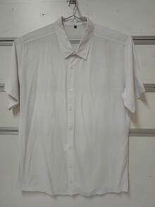 Plain Hawaiian Beach Shirt Summer Men's Short Sleeve Button Down Viscose Fabric Plus Size - trắng - Xem 1