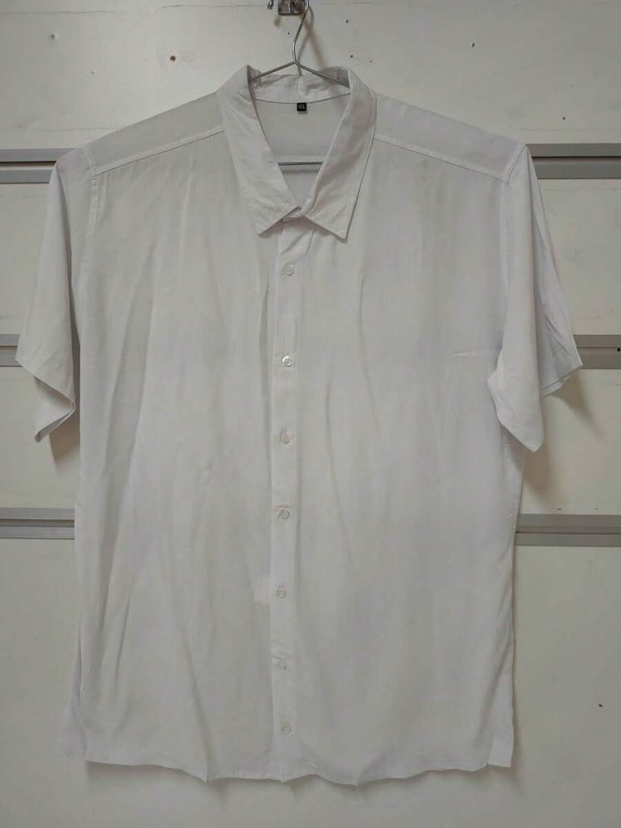 Plain Hawaiian Beach Shirt Summer Men's Short Sleeve Button Down Viscose Fabric Plus Size - trắng - Xem 1