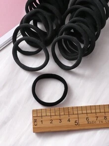 50个/套 女士高弹力橡皮筋发圈，纯色发圈发饰马尾辫发绳，发绳发圈头饰弹力发带美容家居卧室装饰，夏季、假日、旅行、节日、派对 - 黑色 - 查看 3