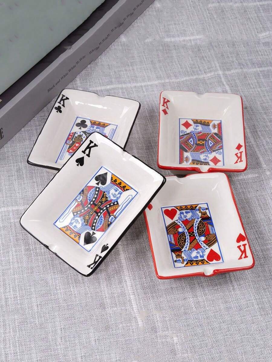1 件陶瓷扑克烟灰缸、小烟灰缸、家居装饰烟灰缸、创意叶子烟灰缸摆件、家用树脂加厚个性化烟灰缸、节日礼物、生日礼物、朋友礼物、派对用品、节日装饰。 - 彩色 - 查看 1