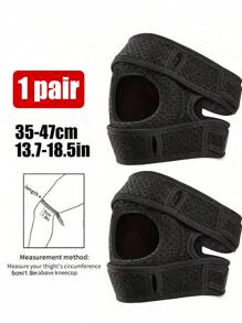 1 Pair-Adjustable Elastic Patella Knee Brace For Knee Discomfort, Knee Compression Sleeve Knee Brace, Workout Knee Pads For Women And Men-Suitable For Basketball, Tennis, Fitness, Running-10cm/4in Above Knee Circumference:30-56cm/12-22in, Black/ Grey Gym Accessories Knee Support Sports Knee Pads Gym Knee Pads