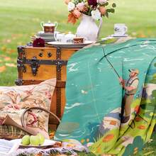 Flannel Throw Blanket,Outdoor Throws Blankets Showcases A Whimsical Fishing Theme With Cartoon Illustrations Of Snake River And Lush Flowers Perfect For Indoor Lounging Or Outdoor Picnic Activities - Multicolor - View 7