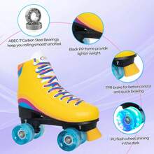 Roller Skates For Women Outdoor Indoor Four-Wheel Fun Fashionable Roller Skates For Men - Yellow - View 2