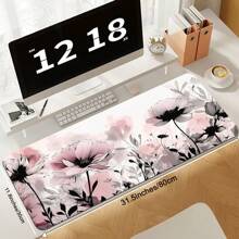 1pc Pink Floral Teal Mouse Pad Washable Boho Flowers Gaming Mousepad Non-Slip Rubber Base Mouse Pads For Office Laptop