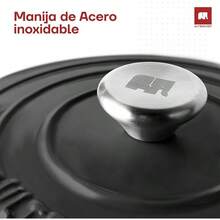 ULTRACHEF Olla de Hierro Fundido Esmaltado para Estufa y Horno| Horno Holandés Cubierto de Hierro Fundido| Olla Holandesa| Redondo| Tamaño 24, Capacidad 3.8 Litros, Rojo 44VC - Negra - Ver 5