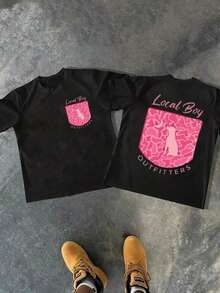 Local Boy Outfitters - Branded T - Shirt Of 220g Heavyweight 100% CottonHip Hop  T-Shirt Comfortable And Light, Casual T-Shirt-4731CNHHY TRADING LIMITED - Black - View 1