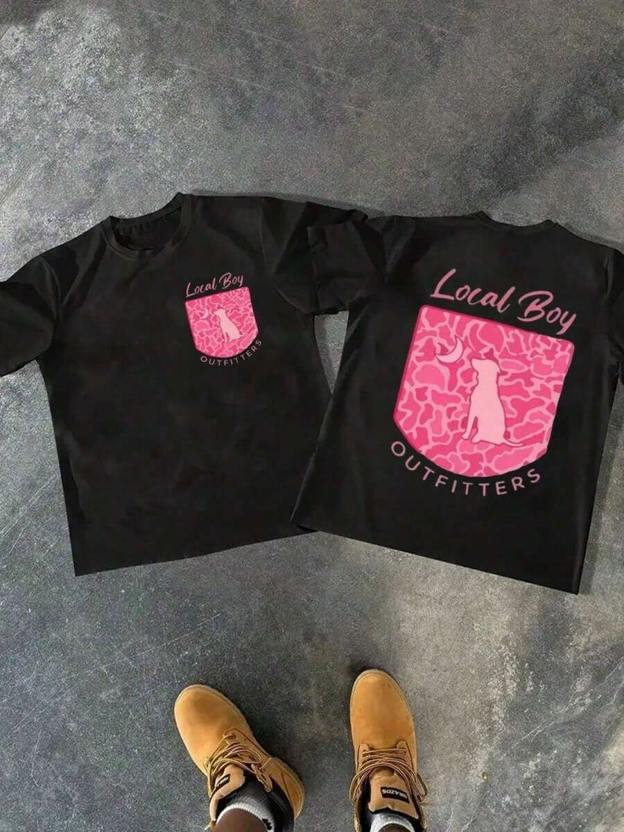 Local Boy Outfitters - Branded T - Shirt Of 220g Heavyweight 100% CottonHip Hop  T-Shirt Comfortable And Light, Casual T-Shirt-4731CNHHY TRADING LIMITED - Black - View 1