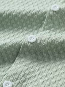 Men's Plain Button-Front Turn-Down Collar Short Sleeve Shirt