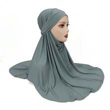 1件装女士宽松舒适弹力针织头巾，适合搭配连衣裙 - 黑色 - 查看 12