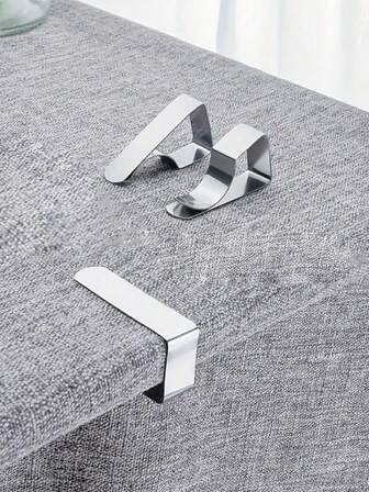 4 件装重型不锈钢桌布夹 - 时尚设计，非常适合婚礼、居家和花园野餐，无需电源即可牢固抓握，花园野餐必需品|时尚桌面装饰|抛光金属饰面