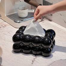 1 Stück Kunststoff Taschentuchbox zur Tischdekoration, modernes Design Wohnzimmer Tisch Dekoration Serviettenspender, süße weiß & schwarze Kunststoff Taschentuchhalter für Zuhause und Hotel