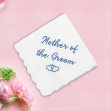 1 Pc Wedding Embroidered Handkerchief For Mother Of Groom Weddding Day Engagement Bridal Shower Bachelorette Hen Party Gift Present - White Blue - View 2