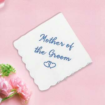 1 Pc Wedding Embroidered Handkerchief For Mother Of Groom Weddding Day Engagement Bridal Shower Bachelorette Hen Party Gift Present