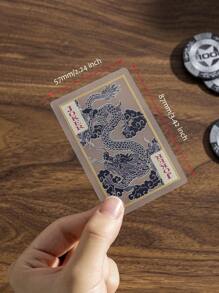 1 baraja de 55 cartas de juego de plástico transparente con gráficos impresos a color de dragón/tigre, resistente al agua, para juegos de mesa clásicos en casa, viajes o regalos de Navidad, Halloween y Acción de Gracias