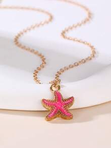 1/2/4 件女孩海星和五角星吊坠项链，适合海滩度假和日常佩戴 - 彩色 - 查看 17