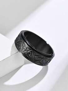 1 szt. Czarny pierścień ze stali tytanowej, europejski i amerykański celtycki Triquetra obrotowy, pierścień dekompresyjny