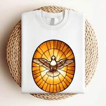 180g de algodón puro NUEVO LIMITADO Paloma del Espíritu Santo de la Basílica de San Pedro Camiseta Católica Ligeramente de moda para hombre streetwear Ropa casual de diseñador Transpirable Suave Para Mujeres Top Para Uso Diario Verano Cómodo Versátil Estiloso Impresión gráfica Unisex Cuello Redondo Manga Corta - Blanco - Ver 3