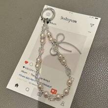 Pearl Chain Strap, High-End Beaded Wrist Lanyard, Handbag/Phone Charm, Crystal Phone Chain, Key Ring