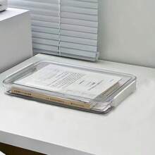 1pc Stackable Clear PET File Storage Box With Lid - Durable A4 File Storage, Space-Saving Transparent Plastic Folder Suitable For Home Office, School Supplies And Easy To View, Modern Design | Easy Access Design, File Storage Box