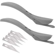Pack de 2 coupe-papier cadeaux avec 5 lames de rechange, couteau de sûreté, couteau pour couper le papier, le papier aluminium et l'emballage, en noir
