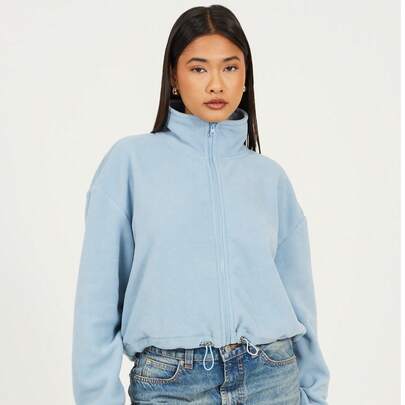 brave soul Crop Polar Fleece Zip Sweatshirt