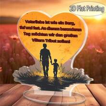 2D 平面亚克力，心形亚克力桌面装饰，带有德国留言板装饰物，带底座 - 透明友谊牌匾，是送给女儿的理想父亲节礼物