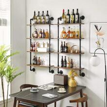 4 Tier Industrial Pipe Wall Shelves Rustic Storage Racks Floating Shelves Wall Shelves Kitchen Spice Rack For Bedroom Kitchen Living Room Bathroom HWS002H - 4tiers - View 7