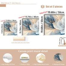 1/2幅/套 现代简约艺术画，柔和白色和浅蓝色渐变，花卉主题，防水，适用于客厅、卧室、厨房、家庭办公室、餐厅，可用作海报、墙饰、房间装饰，带框 - 彩色 - 查看 6
