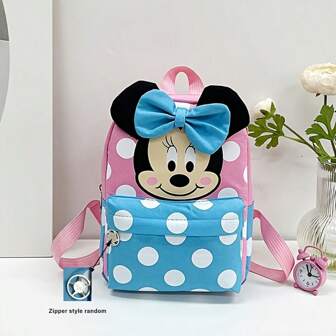 1pc Polka Dot Backpack - Cute Cartoon Print, Adjustable Shoulder Strap, Lightweight For School & Daily Travel, Available In Pink/Blue/Black/Red, Secure Zipper Pocket | Playful Design | Lightweight Bag, School Backpack
