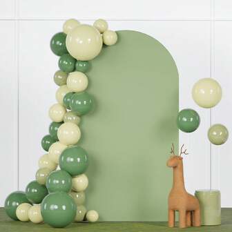 1PC Wedding Arch Cover, Sage Green Arch Cover Backdrop For Birthday Balloon Party Decor Arch Backdrop Stand Cover Round Top Garland Arch Covering