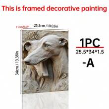 1pc Vintage Greyhound 2D Relief Sculpture Canvas Art, Hyper Realistic Framed Wooden Wall Decor For Home, Family Cabins, Corridors, Bedrooms,Canvas Wall Art,Posters For Room,Home Decor,Room Decor Aesthetic, Animals Room Decoration Stuff.Optional Frame