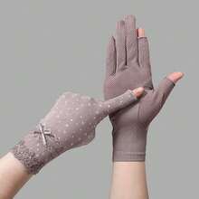 1Pair Women Sunscreen Gloves Female Summer Spring Sun Protection Gloves Cycling Driving Running Thin Elastic Anti-UV Mittens