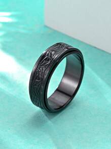 1 szt. Czarny pierścień ze stali tytanowej, europejski i amerykański celtycki Triquetra obrotowy, pierścień dekompresyjny