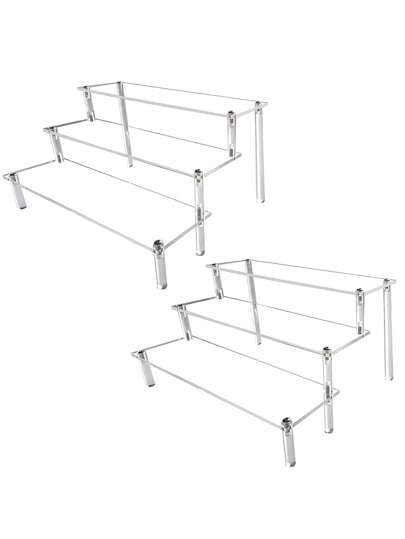 Suporte de acrílico para exposição, 1 peça de suporte de tubo de acrílico transparente para perfumes, cosméticos, cupcakes e sobremesas, prateleiras de 1/2/3 níveis (nível único com aproximadamente 20 cm de largura, 2/3 níveis com aproximadamente 30 cm de largura)