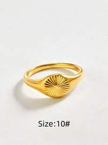 1pc Fashion Boho Sunbeam Ring, 18K Gold Plated Stainless Steel Wavy Adjustable Ring Size 5-10, Suitable For Men & Women, All Season Wear, Great For Mother's Day Gift