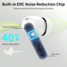 Ordtop Wireless Earbuds Bluetooth 5.4 Headphones Bass Stereo Ear Buds With Noise Cancelling Mic LED Display In Ear Earphones IP7 Waterproof 36H Playtime For Laptop Pad Phones Sports Workout Rose Gold - 白色 - 查看 3