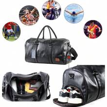 Leather Travel Bag With Shoe Pouch Waterproof Weekender Overnight Bag Large Carry On Duffel Bag For Men WomenBlack - Black - View 5