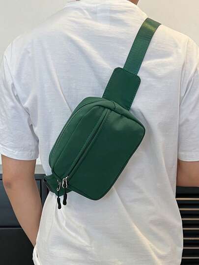 纯色尼龙面料时尚简约百搭运动风迷你斜挎包男士旅行包