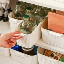 1/2/3 件多功能橱柜塑料收纳篮带手柄，家庭整理和存储，化妆品收纳盒，零食收纳，橱柜桌面大容量杂物收纳盒，厨房收纳盒，节省空间，适合学生和成人在家庭、厨房、浴室、卧室、宿舍、办公室使用