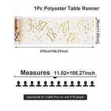 1pc 28*275cm Gold 18, 20,30, 40, 50, 60, 70,80,90 Pattern Polyester Table Runner, 18th 30th 40th 50th 60th 70th Happy Birthday Party Decoration Supplies, Birthday Party Home Room Dining Table Decoration Supplies - Gold - View 16