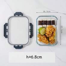 1 pieza Lonchera de vidrio, recipiente rectangular a prueba de microondas para almacenamiento de alimentos, caja bento para el trabajo, tazón para preparación de comidas, útiles escolares