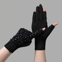1Pair Women Sunscreen Gloves Female Summer Spring Sun Protection Gloves Cycling Driving Running Thin Elastic Anti-UV Mittens