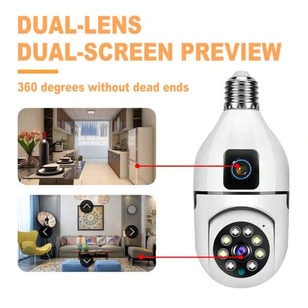Panoramic Bulb Camera Wireless Bulb Camera Projection 360 Degree Rotation High-Definition Night Vision Full-Color