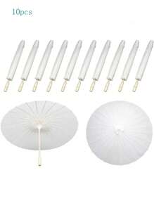 0pcs/Miniatu1re Paper Umbrella With Tropical Style, UV Protection, White Color And Durable. Suitable For DIY Handicrafts, Weddings, Parties, Photography Props And Plant Shading.