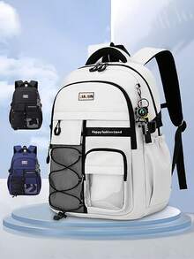 1pc Minimalist Casual Men Backpack, Zipper Closure, Adjustable Shoulder Strap, Durable Fabric, Large Capacity Multi-Pocket Design, Suitable For Daily Use And Travel, Luggage Strap For Suitcase, Back-To-School Essential Gift - Multicolor - View 2