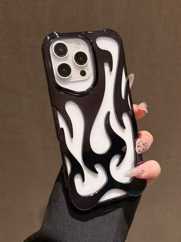 1pc Creative Black Flame Hollow Surround Phone Case Compatible With Apple Models