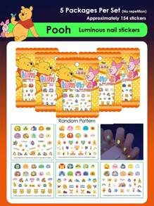 Disney Disney Cartoon Sticker Girls' Nightglow Nail Stickers Ice And Snow Romance Princess Elsa Nail Stickers Cartoon Sticker Toys, Back To School Gifts