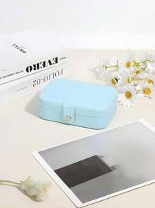 1pc Travel Jewelry Box, Small PU Leather Jewelry Organizer Suitable For Women & Girls, Double-Layer Portable Mini Travel Case For Storing Earrings, Rings, Necklaces